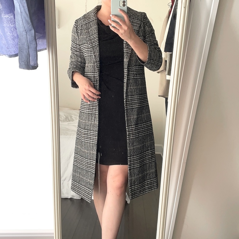 Knee Length Plaid Winter Coat